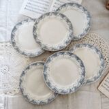 6 assiettes à dessert en terre de fer Sarreguemines modèle Luchon
