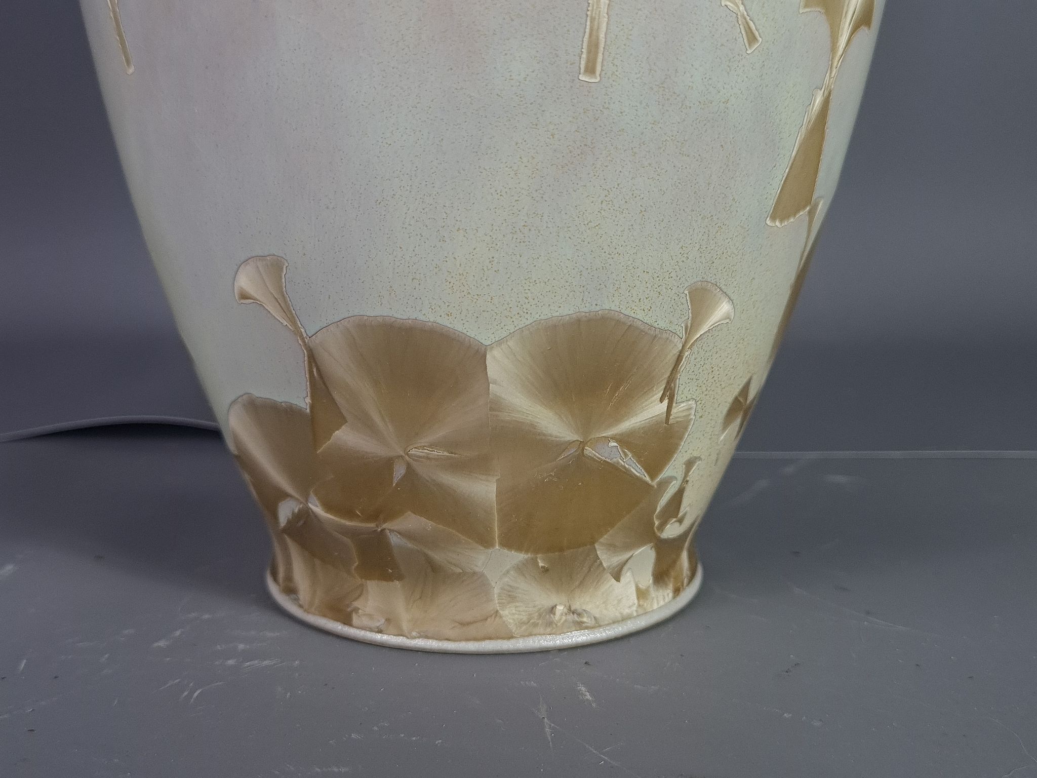 Designer vase ceramic glazed and iridescent vintage 80s