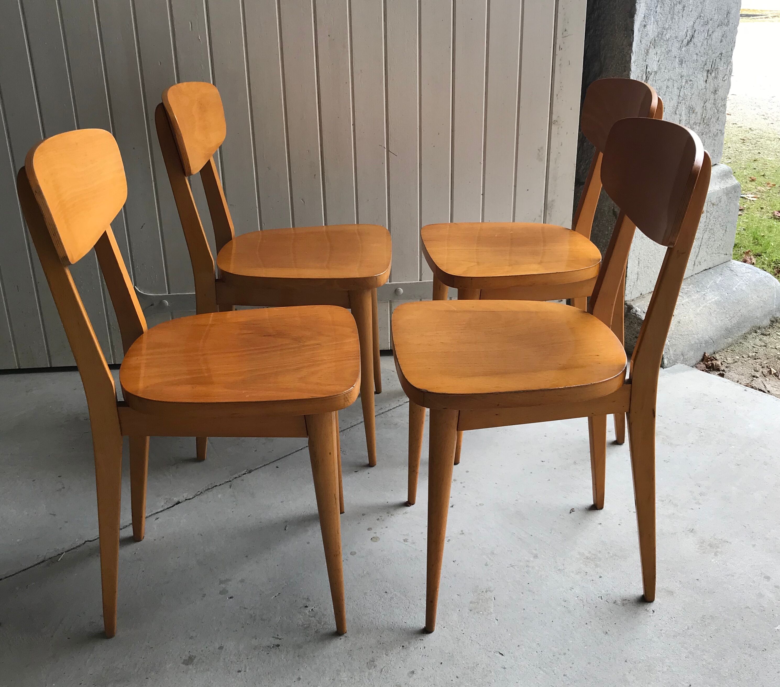 Set of four bistro chairs stamped Luterma