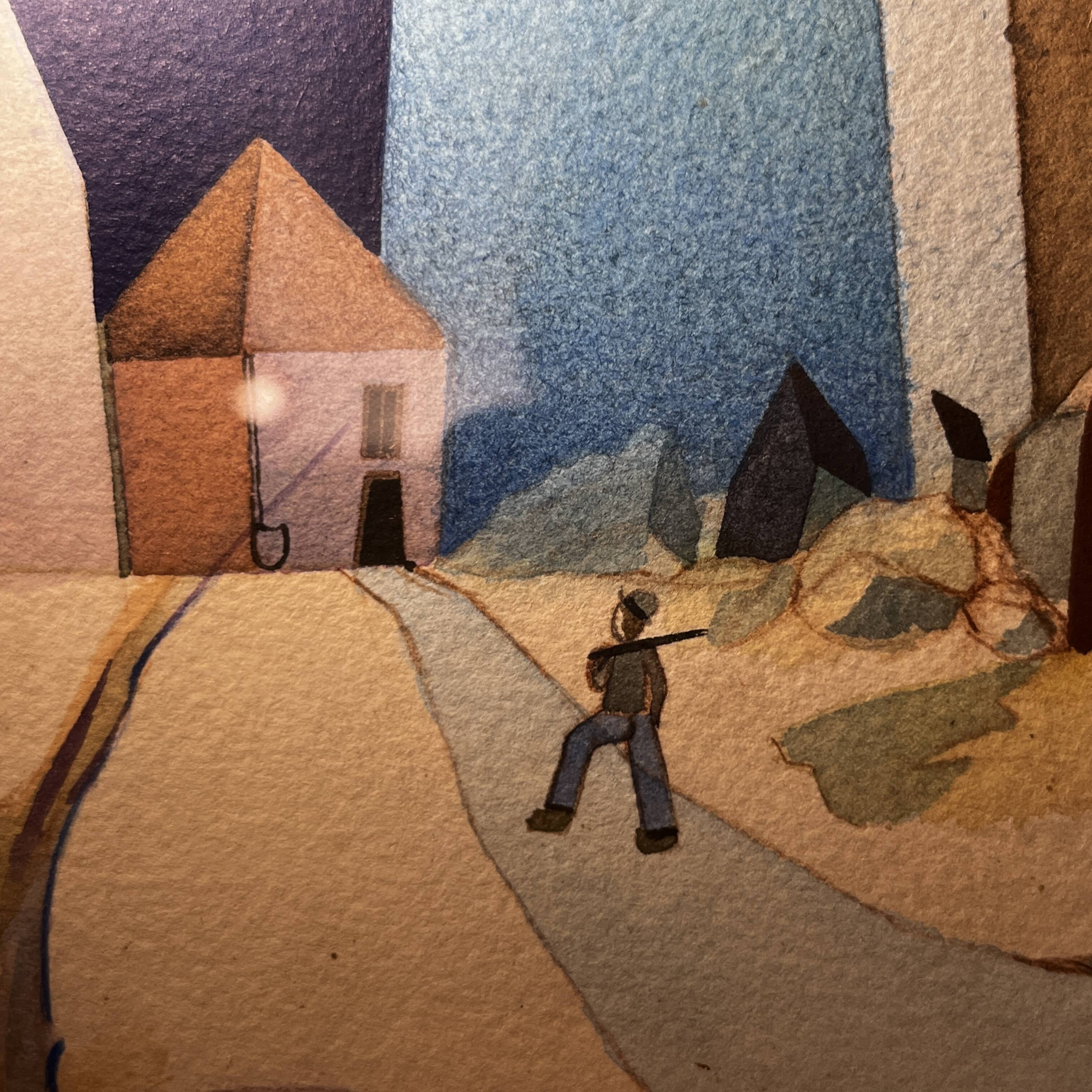 Tableau cubo-surréaliste, technique mixte sur papier