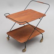 Scandinavian trolley trolley on wheels in metal and wood