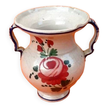 1950s Small baluster-shaped Italian ceramic vase with floral decoration