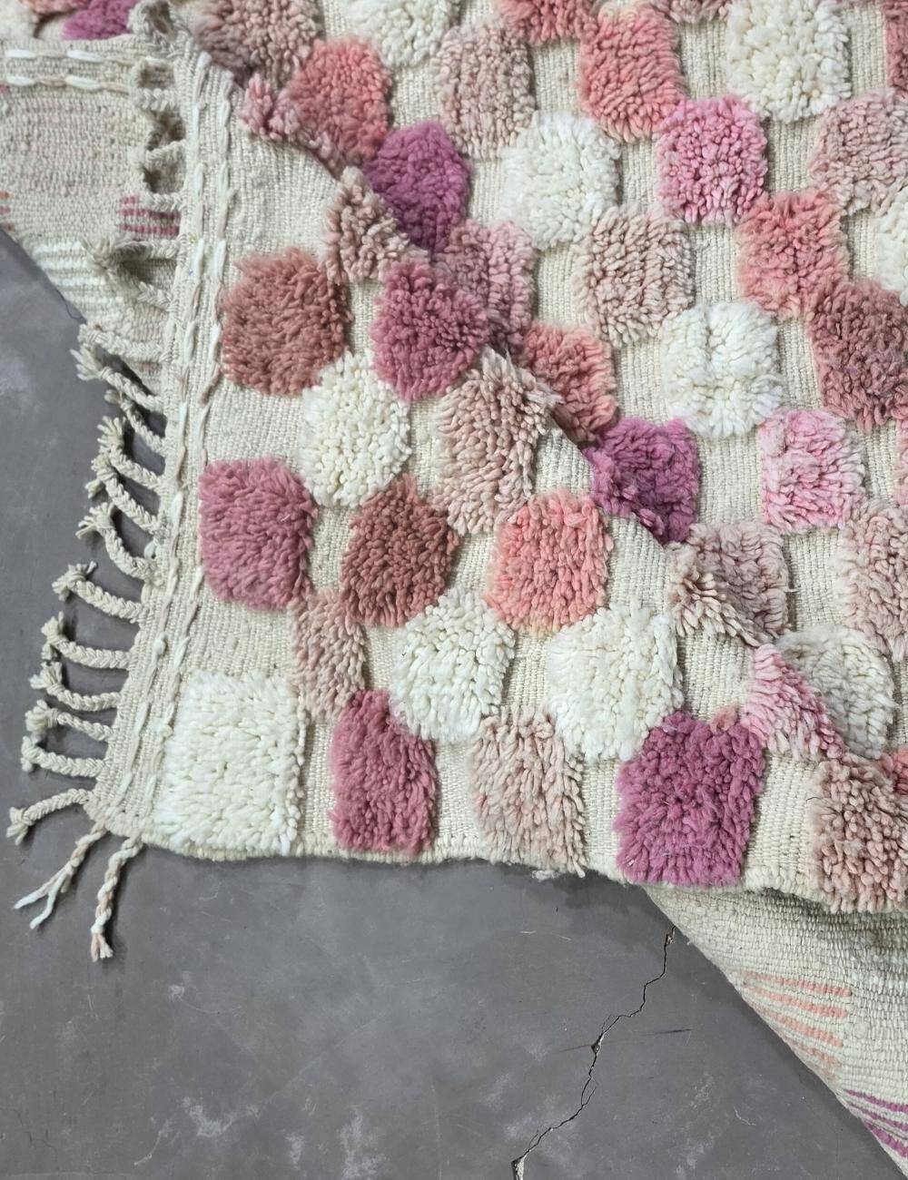 Tapis Berbère Rose à Damier texturé - 287 x 245 cm