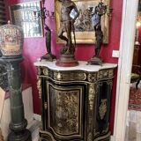 Low Boulle marquetry buffet, curved support furniture, Napoléon III period.