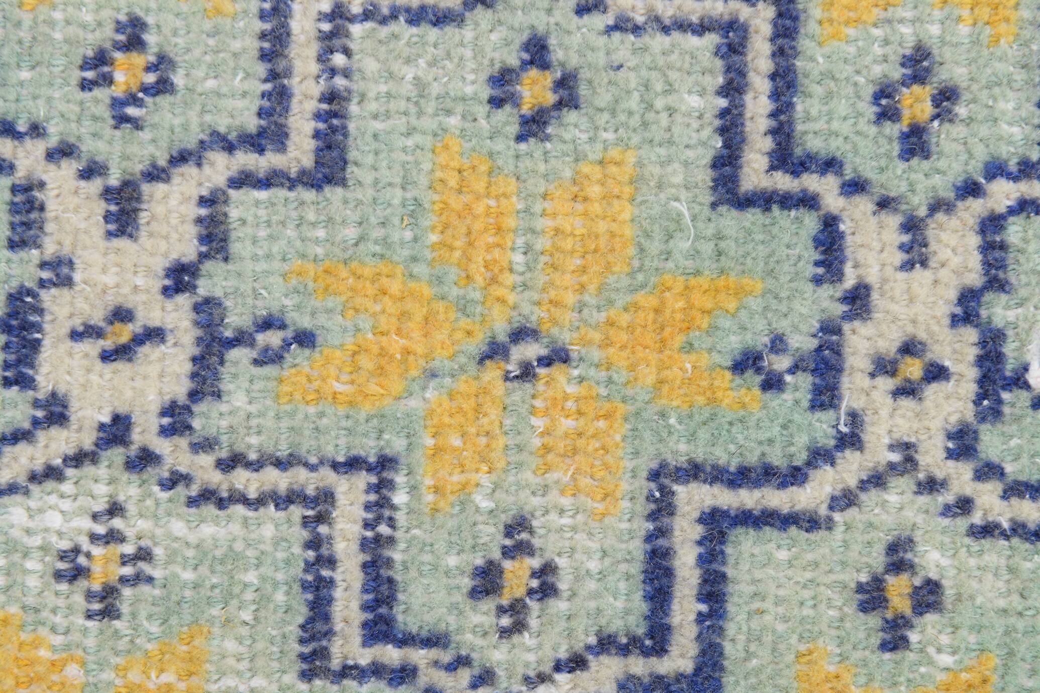 2x10 Blue & Yellow Vintage Runner Rug 73x328Cm