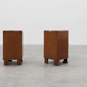 Pair of Art Deco nightstands in oak with marble top, France ca. 1925