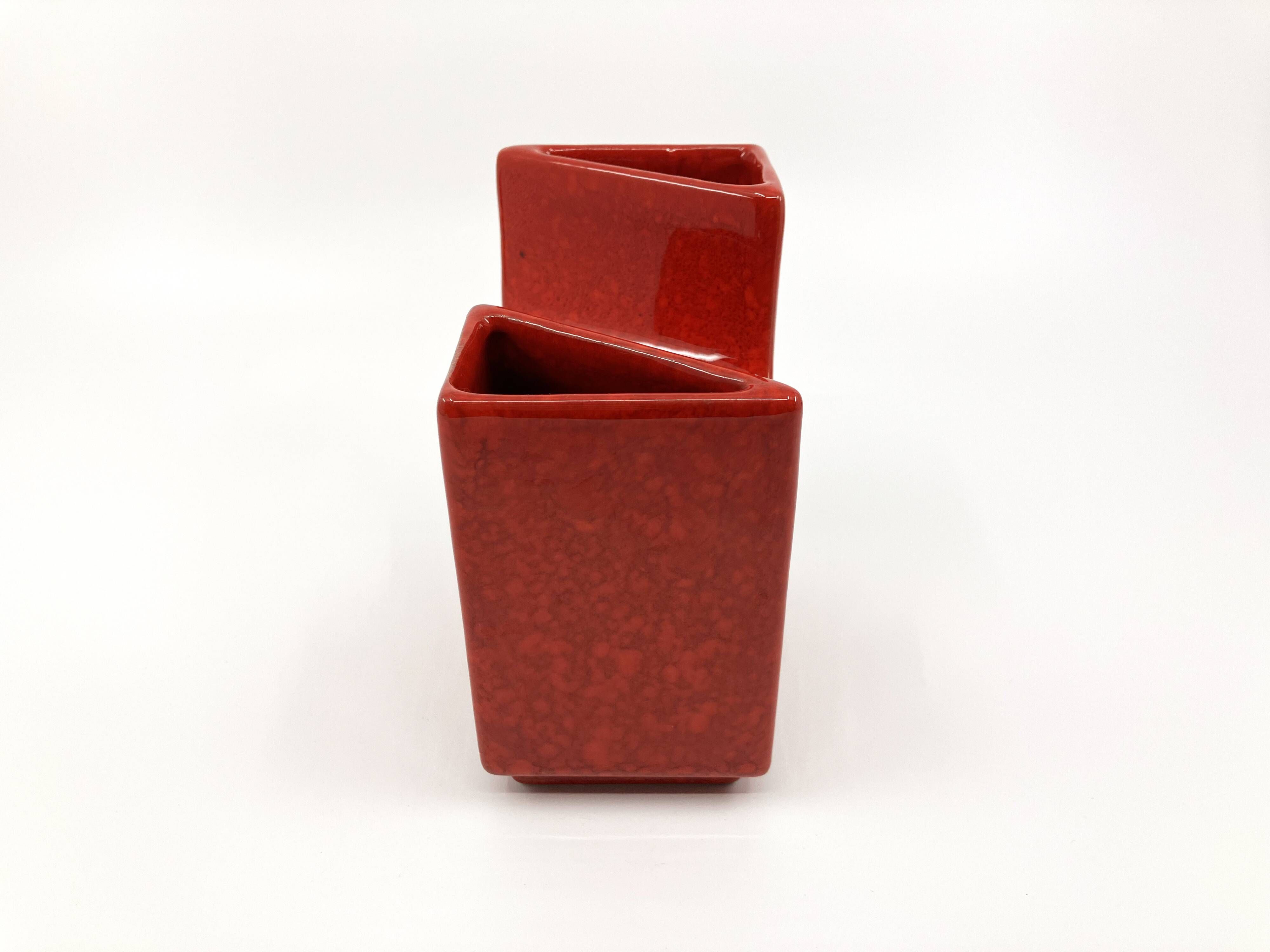 Vase with 2 necks by Roberto Rigon for Bertoncello • Italy • Circa 1970