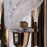 Vintage Murano glass wall lamp leaf shape set of 2 - Italy 1970