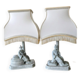 2 enamelled porcelain lamps