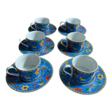 Lot 6 large cups and blue / vintage flower cups 1 cup with broken handle see last photo