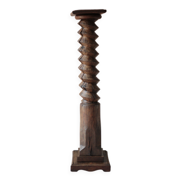 Colonne à vis de pressoir vintage en bois tourné