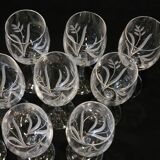 12 White Wine Glasses in Arques Crystal, Fleury Cut Flamépis Pattern