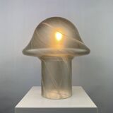 Large mushroom table lamp in clear swirling glass by Peill and Putzler XL 1970