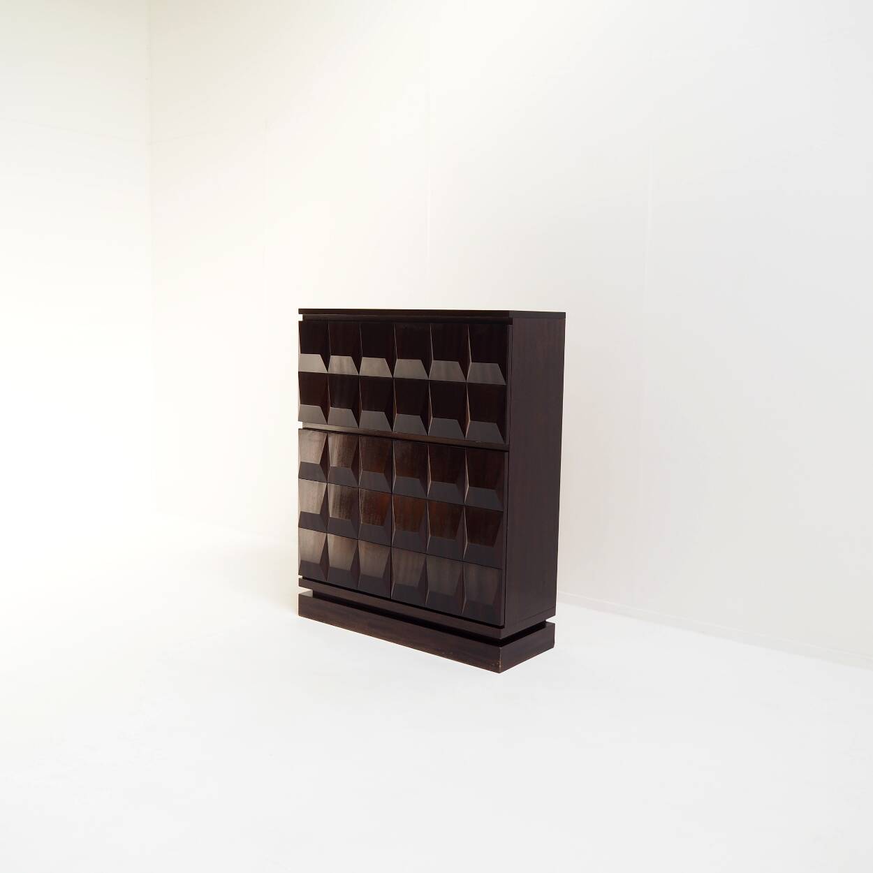 Mid-Century De Coene Frères Oak Cabinet, 1970s Brutalist Belgian design