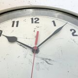 Grey Industrial Factory Wall Clock, 1950s