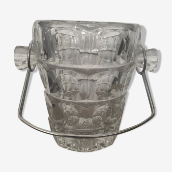 Vintage ice bucket in chiseled glass
