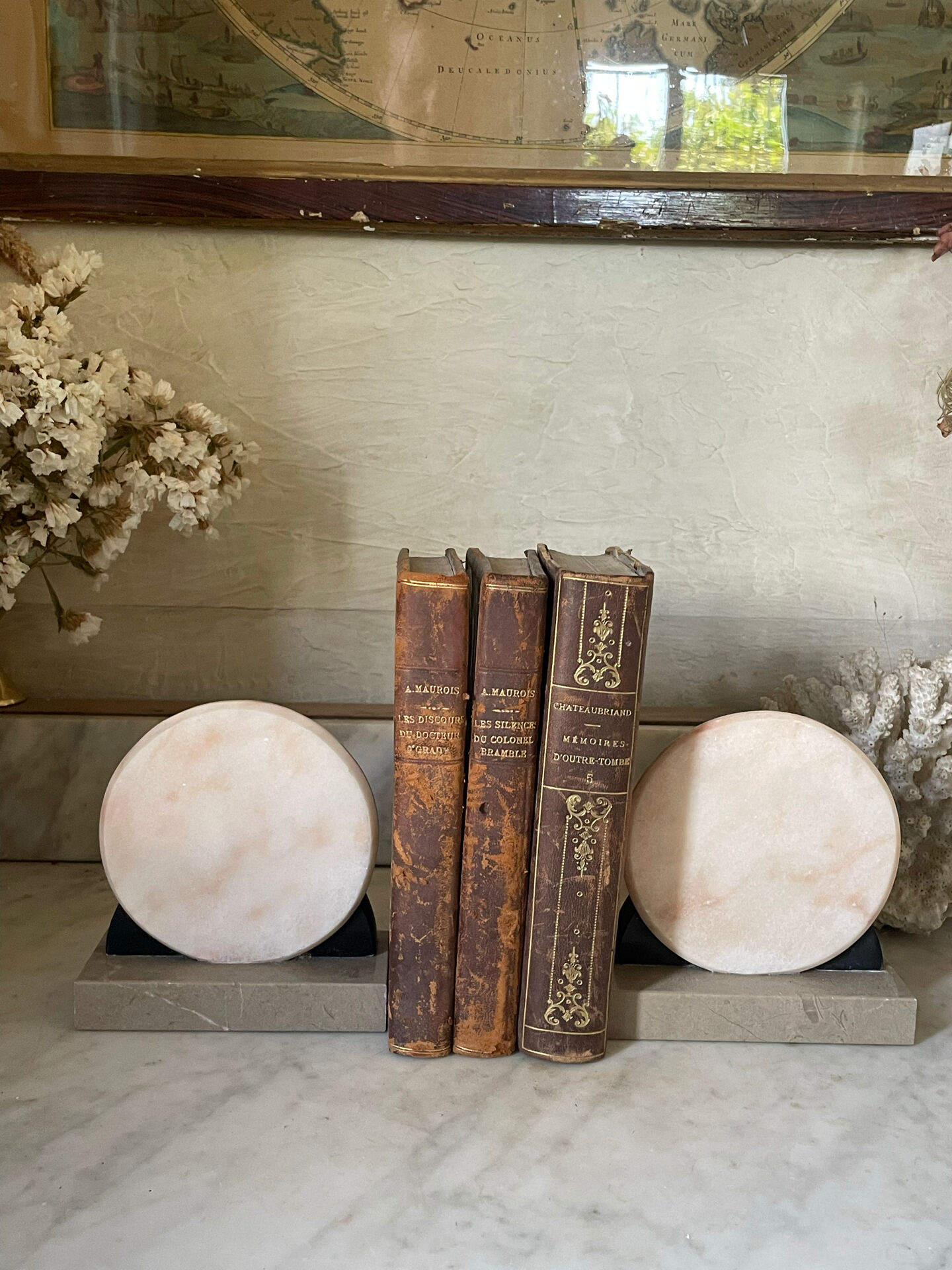 Pair of Art Deco marble and onyx bookends
