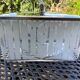 Art Deco biscuit tin in frosted glass with a silver lid, confectionery.