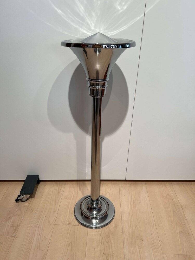 Art Deco Standing Ashtray in Polished and Chromed Metal, Switzerland, 1930