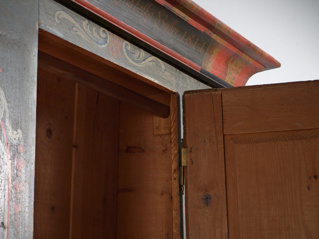 Painted folk art wardrobe, Central Europe, dated 1814.