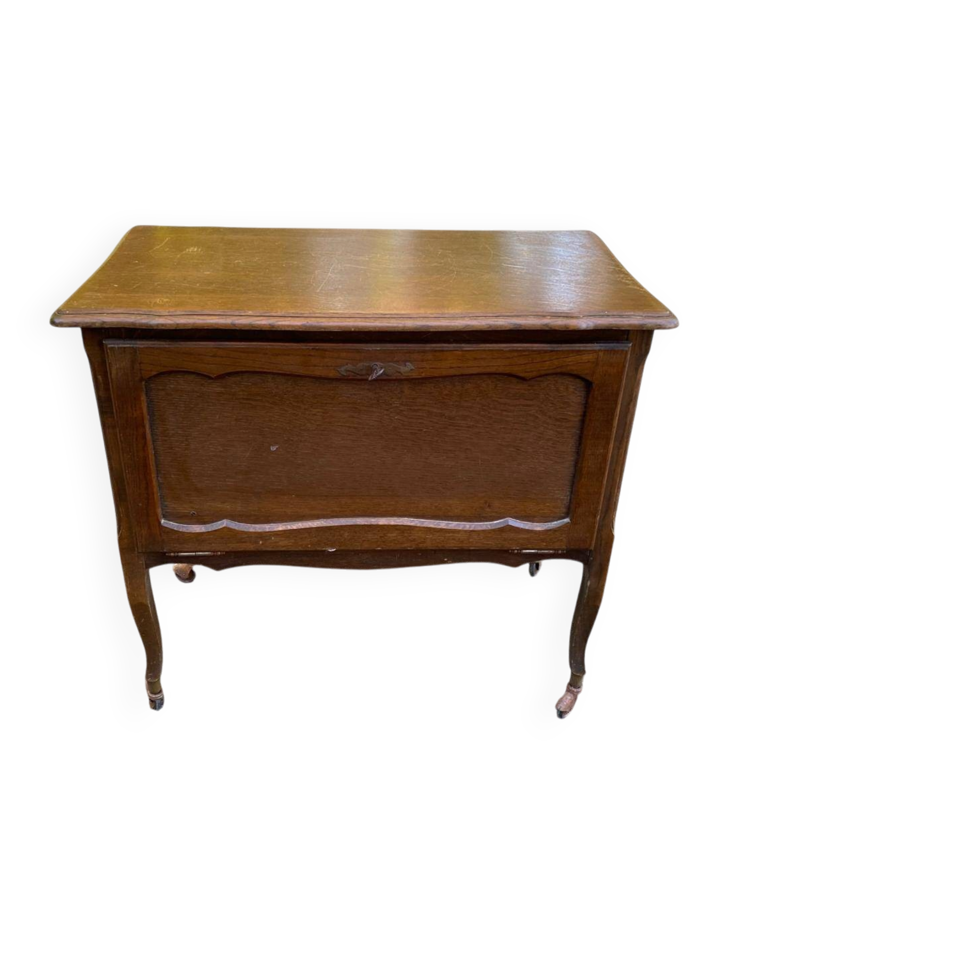 Vintage side table with drop leaf & wheels in Louis XV style