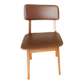 Chaise de salle à manger vintage STOL Kamnik : cuir bis des années 1970, yougoslave, style mid-century.