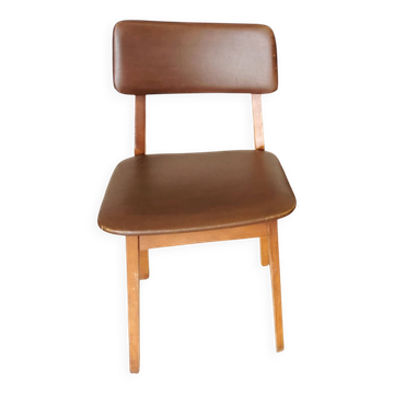 Vintage STOL Kamnik Dining Chair: 1970s Yugoslavian Mid-Century Leather Bis