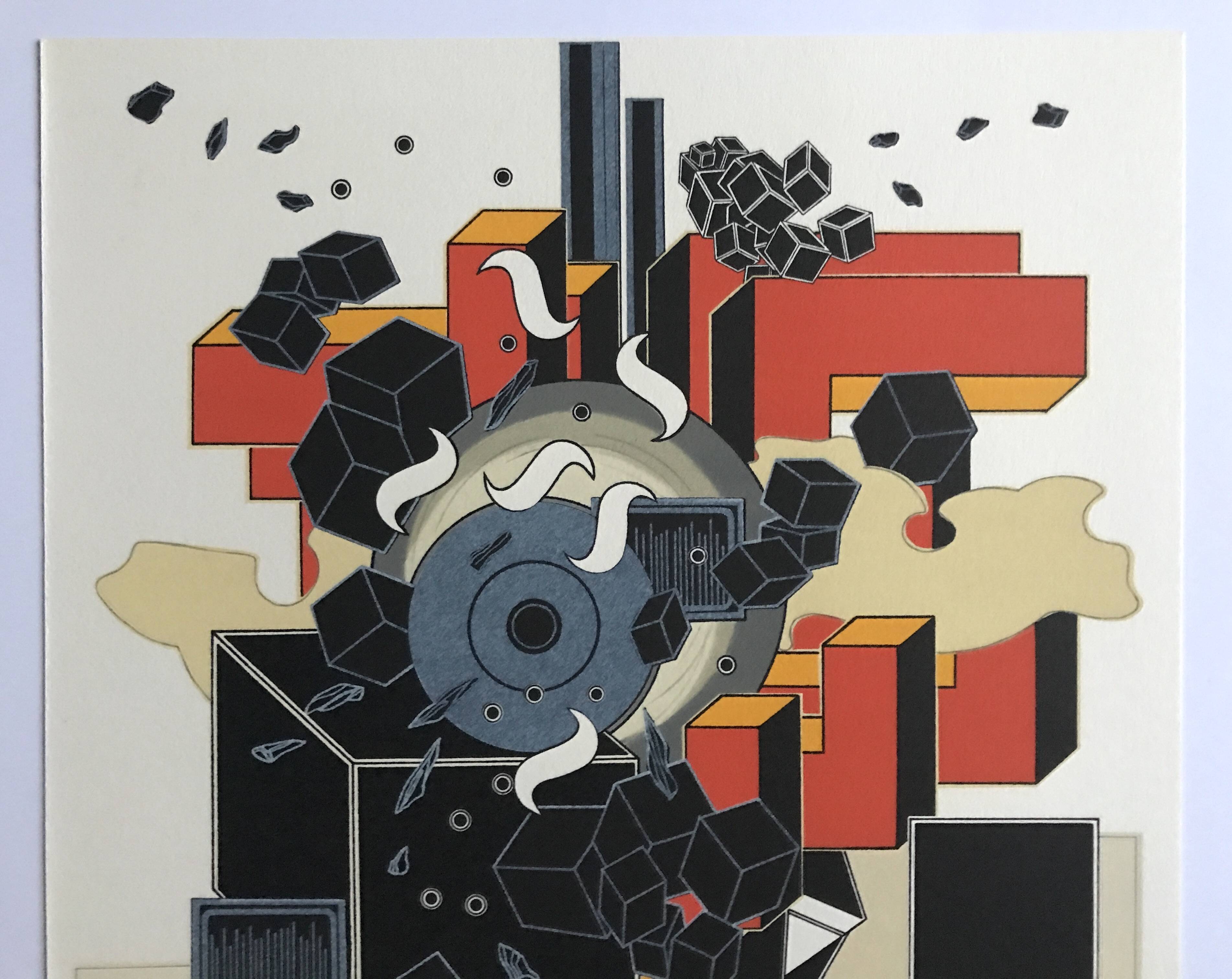 Set of 4 original lithographs by Alain Le Yaouanck 1978. The 4 elements.