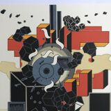 Set of 4 original lithographs by Alain Le Yaouanck 1978. The 4 elements.