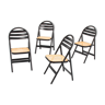 4 vintage wood folding chairs with cane seating