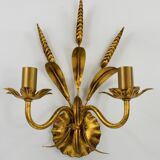 Golden vintage wall lamp, ear of wheat.