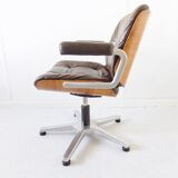 Chaise de bureau en cuir Stoll Giroflex par Karl Dittert moderne du milieu du siècle