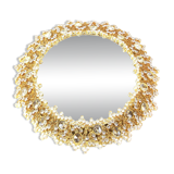 Spectacular backlit mirror in gilded brass and crystal glass by Palwa, Germany.