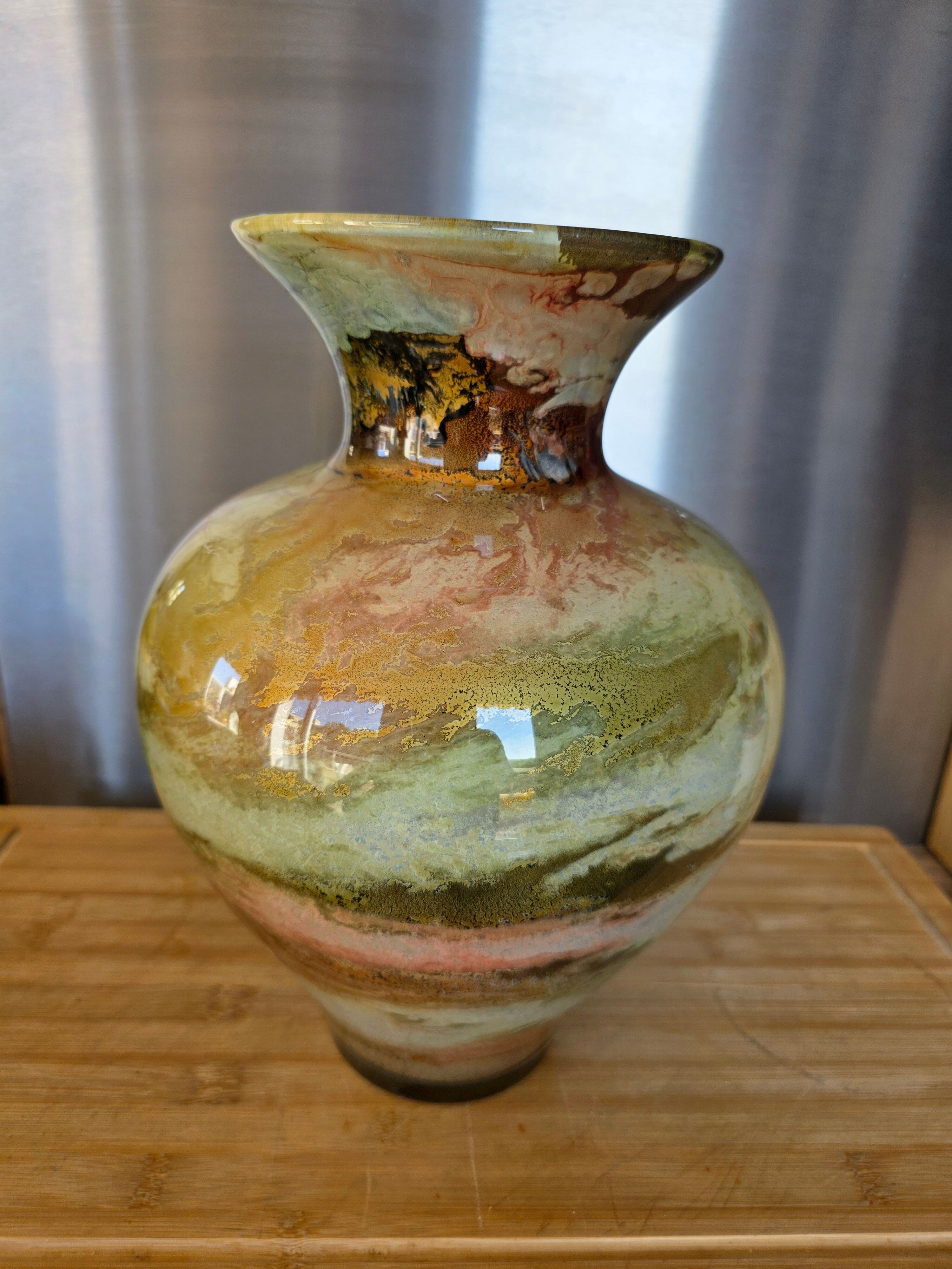 Large Art Vase Lacquered on Glass Jean-Noël Bouillet