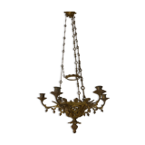 Neo Gothic church chandelier in gilded bronze with 6 burners 19 th