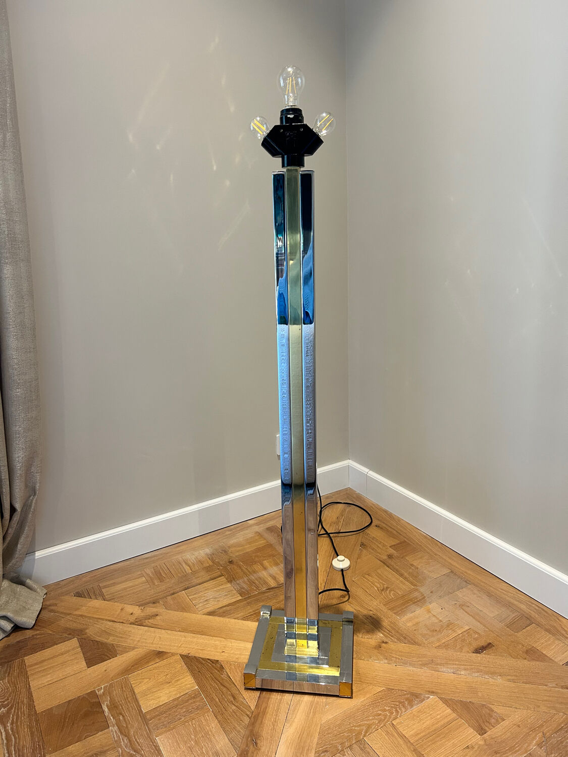 Willy Rizzo bicolor Chrome and gold floor lamp lumica