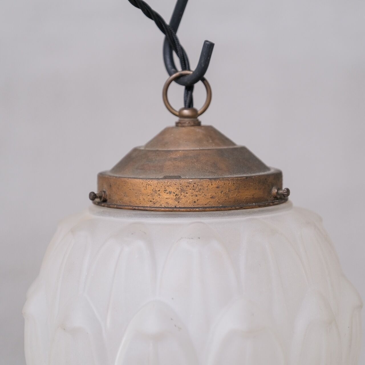 Opaque Brass and Glass Artichoke Style Pendant Light
