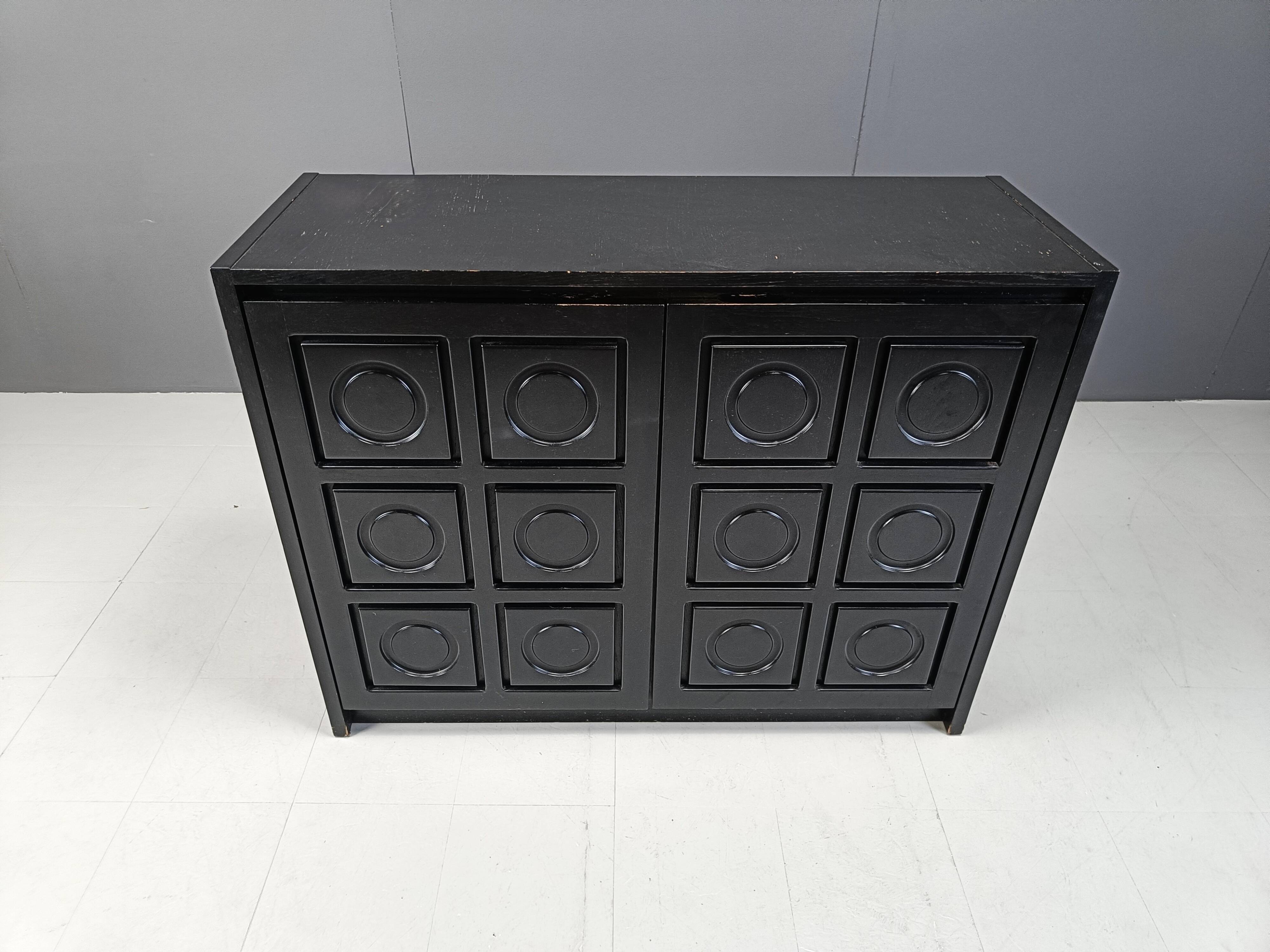 Black brutalist side cabinet, 1970s