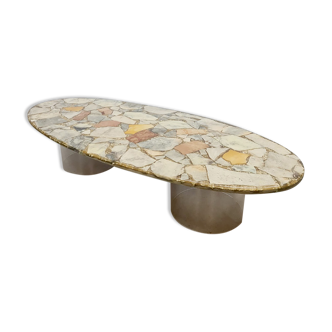 Vintage epoxy stone coffee table 'Eclectic glamour'