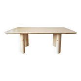 Grande table vintage laquée crème – pieds cylindriques – années 70/80