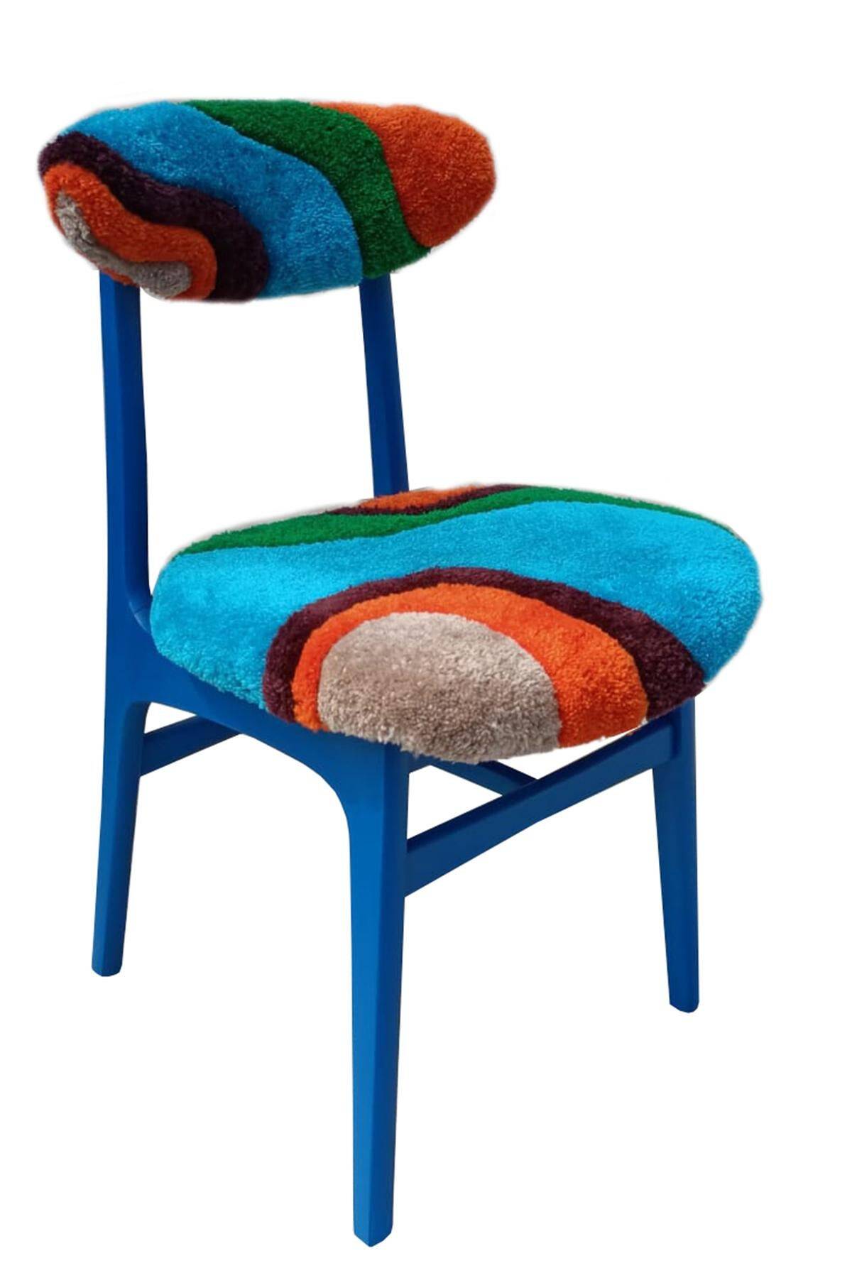 Mid-century Buttoned Chair Handmade, Dark Wood, Rajmund Halas, Poland, 1960s