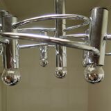 Sciolari chrome metal ceiling light with 8 light sources.