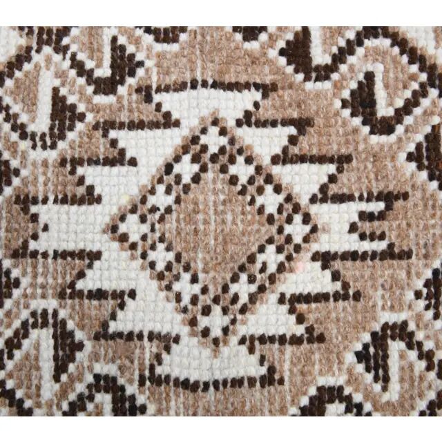 Vintage Turkish Oushak Handmade Wool Cotton White Runner Rug 84x346