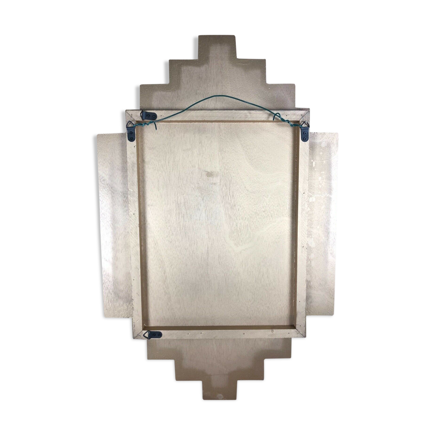 Art deco style "miami" mirror in patinated gilded wood 80x52cm