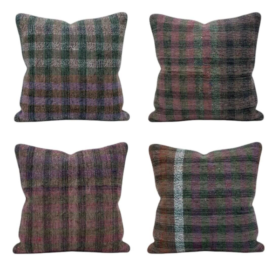 Set of 4 vintage kilim cushion covers 41x41 cm