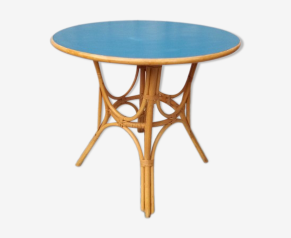 Table en rotin des années 60