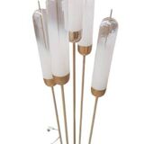 Mid-Century Modern Brass Reed Floor Lamp Murano Glass by Mazzega