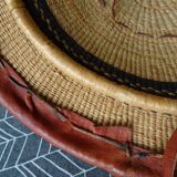 Berber hat ethnic art basketry and leather