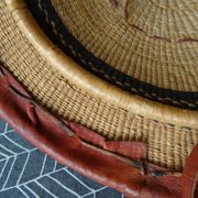 Chapeau berbère art ethnique vannerie et cuir