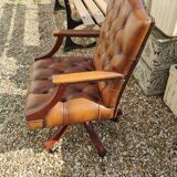 Chesterfield desk chair in antique leather